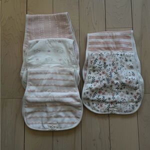 Floral and Striped Baby Burp Cloth Set